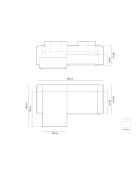 3-zits converteerbare linkerhoekbank met Ribes zilveren kofferbak - 266x160x88 cm