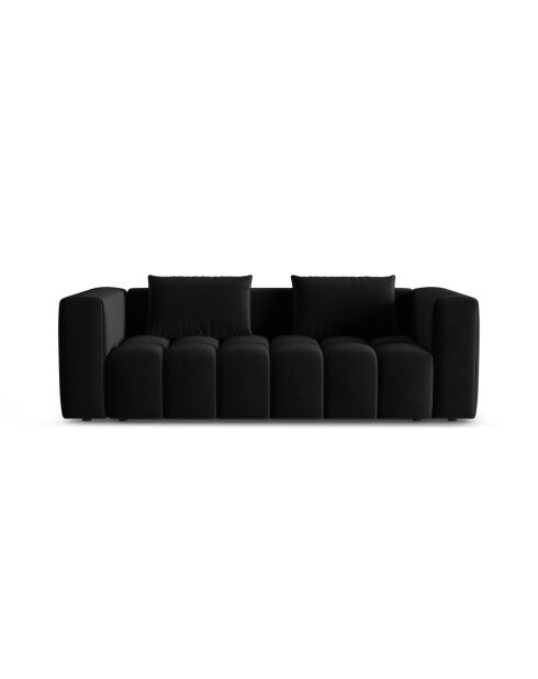 Divano trasformabile Lorella in velluto a 3 posti con baule nero - 252x98x85 cm