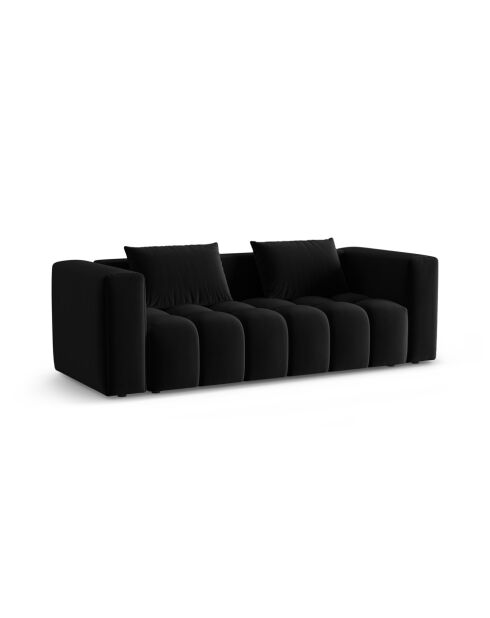 Divano trasformabile Lorella in velluto a 3 posti con baule nero - 252x98x85 cm