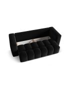 Divano trasformabile Lorella in velluto a 3 posti con baule nero - 252x98x85 cm