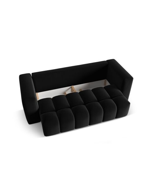 Divano trasformabile Lorella in velluto a 3 posti con baule nero - 252x98x85 cm