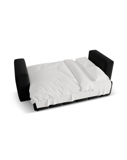 Divano trasformabile Lorella in velluto a 3 posti con baule nero - 252x98x85 cm