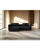 Cabrio-Ecksofa für 3 Personen, aus Kord, links, mit schwarzem Ribes-Kofferraum — 266 x 160 x 88 cm