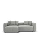 Wandelbares Ecksofa aus Kord für 3 Personen, rechtes Ecksofa, Ribes, Kofferraum in Hellgrau, 266 x 160 x 88 cm