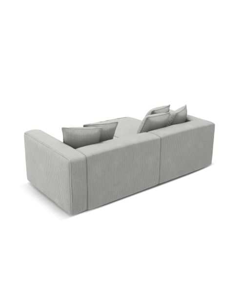 Wandelbares Ecksofa aus Kord für 3 Personen, rechtes Ecksofa, Ribes, Kofferraum in Hellgrau, 266 x 160 x 88 cm