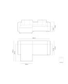 Wandelbares Ecksofa aus Kord für 3 Personen, rechtes Ecksofa, Ribes, Kofferraum in Hellgrau, 266 x 160 x 88 cm