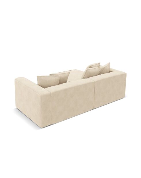 Umbaubares 3-sitziges Ecksofa aus Samt links mit Kofferraum Ribes hellbeige - 266x160x88 cm