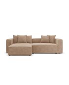 Ausziehbares 3-sitziges Ecksofa aus Samt links mit Truhe Ribes dunkelbeige - 266 x 160 x 88 cm