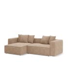 Ausziehbares 3-sitziges Ecksofa aus Samt links mit Truhe Ribes dunkelbeige - 266 x 160 x 88 cm