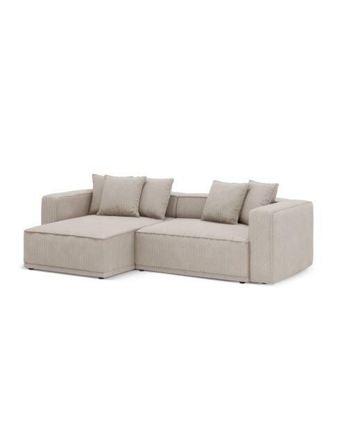 Cabrio-Ecksofa für 3 Personen, aus Kord, links, mit Ribes-Truhe, dunkelbeige — 266 x 160 x 88 cm