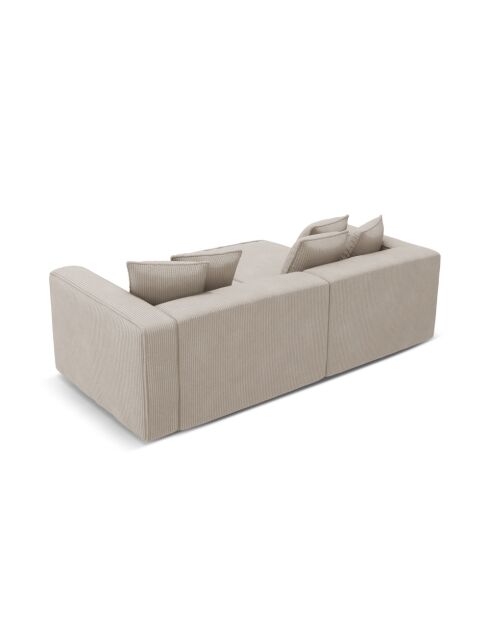 Cabrio-Ecksofa für 3 Personen, aus Kord, links, mit Ribes-Truhe, dunkelbeige — 266 x 160 x 88 cm