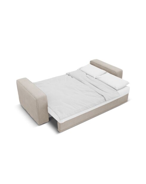 Cabrio-Ecksofa für 3 Personen, aus Kord, links, mit Ribes-Truhe, dunkelbeige — 266 x 160 x 88 cm