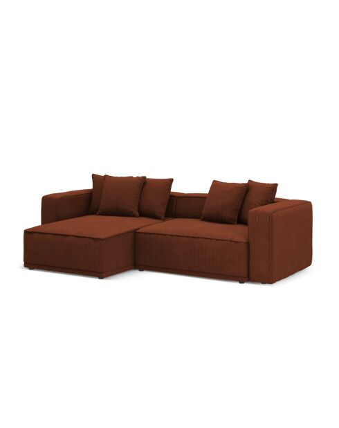 Cabrio-Ecksofa für 3 Personen, aus Kord, links, mit Kofferraum, Ribes, Terrakotta, 266 x 160 x 88 cm