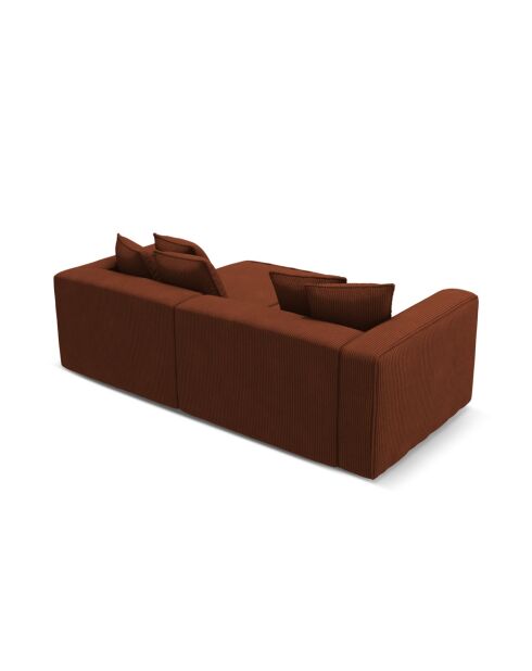 Cabrio-Ecksofa für 3 Personen, aus Kord, links, mit Kofferraum, Ribes, Terrakotta, 266 x 160 x 88 cm