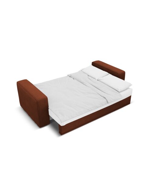 Cabrio-Ecksofa für 3 Personen, aus Kord, links, mit Kofferraum, Ribes, Terrakotta, 266 x 160 x 88 cm