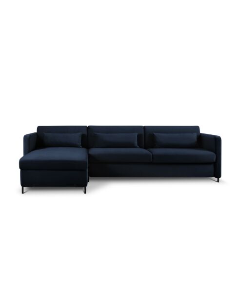 Yanis Ecksofa für 5 Personen, umwandelbar, Samt, rechts, Königsblau — 280 x 170 x 80 cm