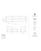 Yanis Ecksofa für 5 Personen, umwandelbar, Samt, rechts, Königsblau — 280 x 170 x 80 cm