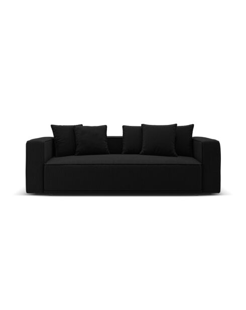 Divano letto nero a 3 posti Ribes con baule - 242x104x88 cm