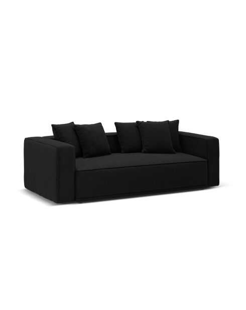 Divano letto nero a 3 posti Ribes con baule - 242x104x88 cm