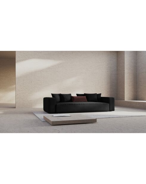 Divano letto nero a 3 posti Ribes con baule - 242x104x88 cm