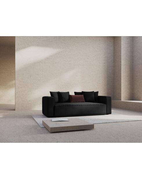 Divano letto nero a 3 posti Ribes con baule - 242x104x88 cm