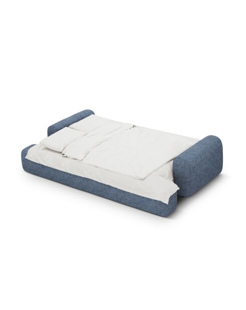 Canapé convertible 4 places avec coffre Orion bleu mélange - 250x100x84 cm