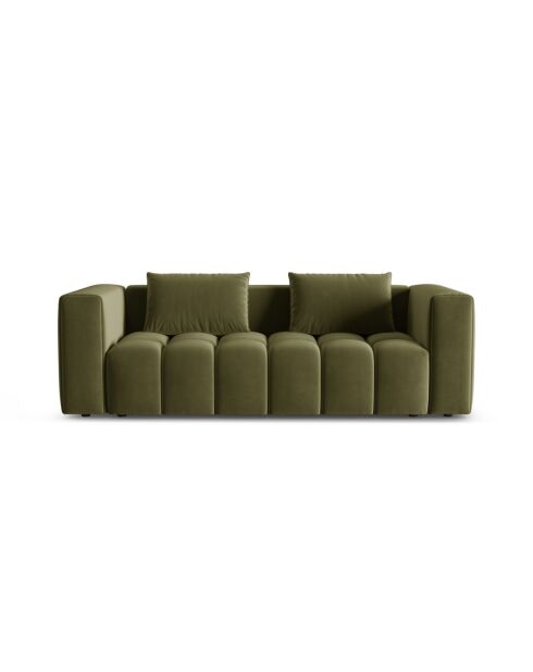Ausziehbares 3-Sitzer-Sofa aus Samt mit Kofferraum Lorella hellgrün - 252x98x85 cm