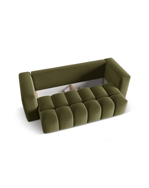 Ausziehbares 3-Sitzer-Sofa aus Samt mit Kofferraum Lorella hellgrün - 252x98x85 cm