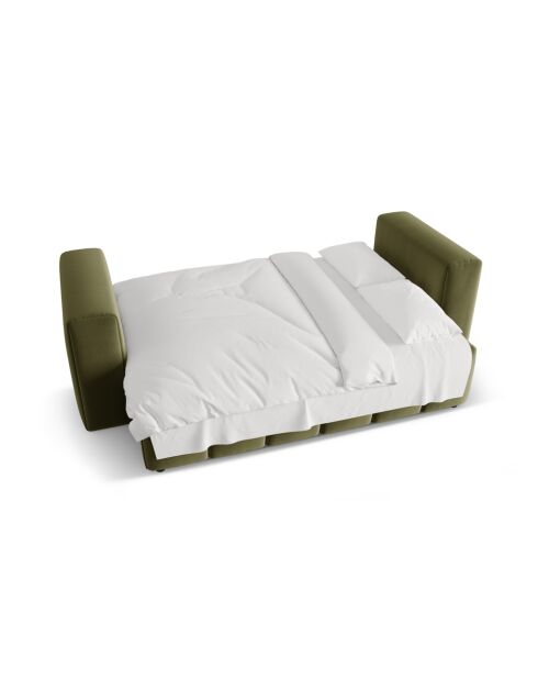 Ausziehbares 3-Sitzer-Sofa aus Samt mit Kofferraum Lorella hellgrün - 252x98x85 cm