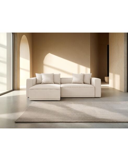 3-Sitzer-Ecksofa links mit Kofferraum Ribes hellbeige - 266x160x88 cm