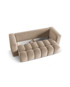 Lorella Sand 3-sitziges ausziehbares Samtsofa mit Kofferraum — 252 x 98 x 85 cm