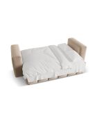 Lorella Sand 3-sitziges ausziehbares Samtsofa mit Kofferraum — 252 x 98 x 85 cm