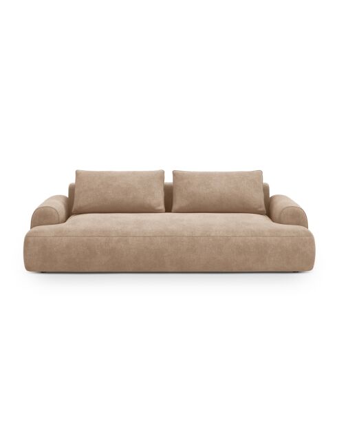 Orion ausziehbares 4-Sitzer-Sofa aus Samt mit Kofferraum, dunkelbeige - 250x100x84 cm