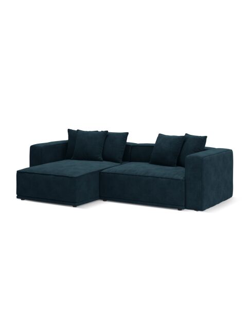 Wandelbares 3-sitziges Ecksofa aus Samt rechts mit Kofferraum Ribes Deep Petrol - 266x160x88 cm