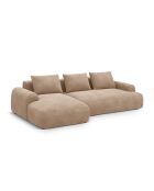 Orion Ecksofa für 3 Personen, umwandelbar, aus Samt, rechts, mit Kofferraum Orion, dunkelbeige — 275 x 142 x 84 cm