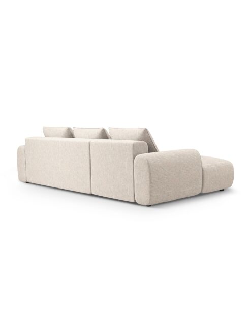 Sofá convertible Orion de esquina izquierda de 3 plazas con maletero beige claro - 275x142x84 cm