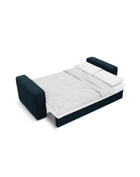 Wandelbares 3-sitziges Ecksofa aus Samt links mit Kofferraum Ribes Deep Petrol - 266x160x88 cm