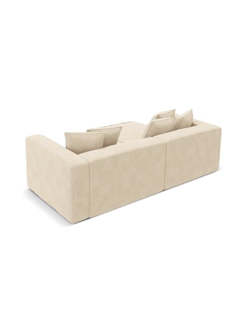 Wandelbares 3-sitziges Ecksofa aus Samt rechts mit Kofferraum Ribes hellbeige - 266x160x88 cm