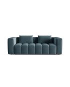 Pastellblaues ausziehbares 3-Sitzer-Sofa Lorella aus Samt mit Kofferraum — 252 x 98 x 85 cm
