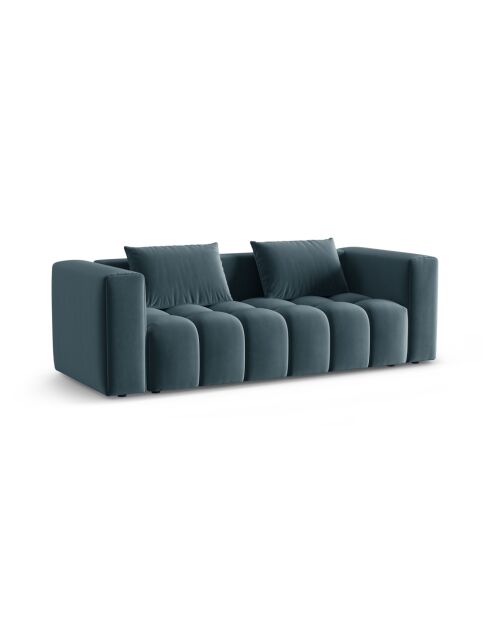 Pastellblaues ausziehbares 3-Sitzer-Sofa Lorella aus Samt mit Kofferraum — 252 x 98 x 85 cm