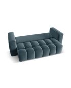 Pastellblaues ausziehbares 3-Sitzer-Sofa Lorella aus Samt mit Kofferraum — 252 x 98 x 85 cm