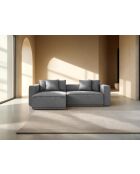 Sofá convertible de 3 plazas en esquina derecha con baúl Ribes gris - 266x160x88 cm