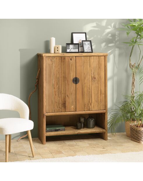 Sandy Kommode aus recyceltem Kiefernholz, 2 Türen, 1 Nische, 100 x 45 x 130 cm