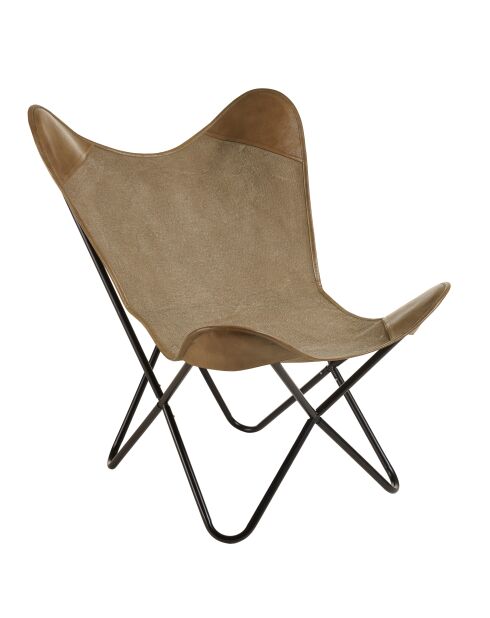 Silla Butterfly de lona y piel - 78x81x92 cm