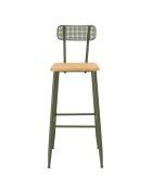 Set 1 Bar+2 Hocker aus Kiefernholz und grünem Metall - 153 x 50 x 103,5 cm