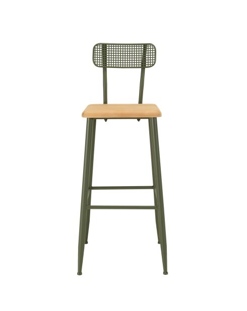 Set 1 Bar+2 Hocker aus Kiefernholz und grünem Metall - 153 x 50 x 103,5 cm
