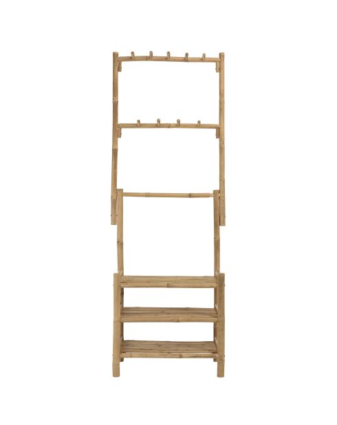 Etagère 3 niveaux et porte-serviettes en bambou - 69x36x187 cm