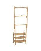 Etagère 3 niveaux et porte-serviettes en bambou - 69x36x187 cm