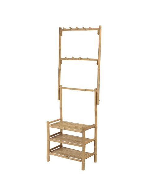 Etagère 3 niveaux et porte-serviettes en bambou - 69x36x187 cm