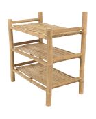 Etagère 3 niveaux et porte-serviettes en bambou - 69x36x187 cm